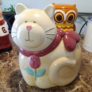 Rose Cat Cookie Jar